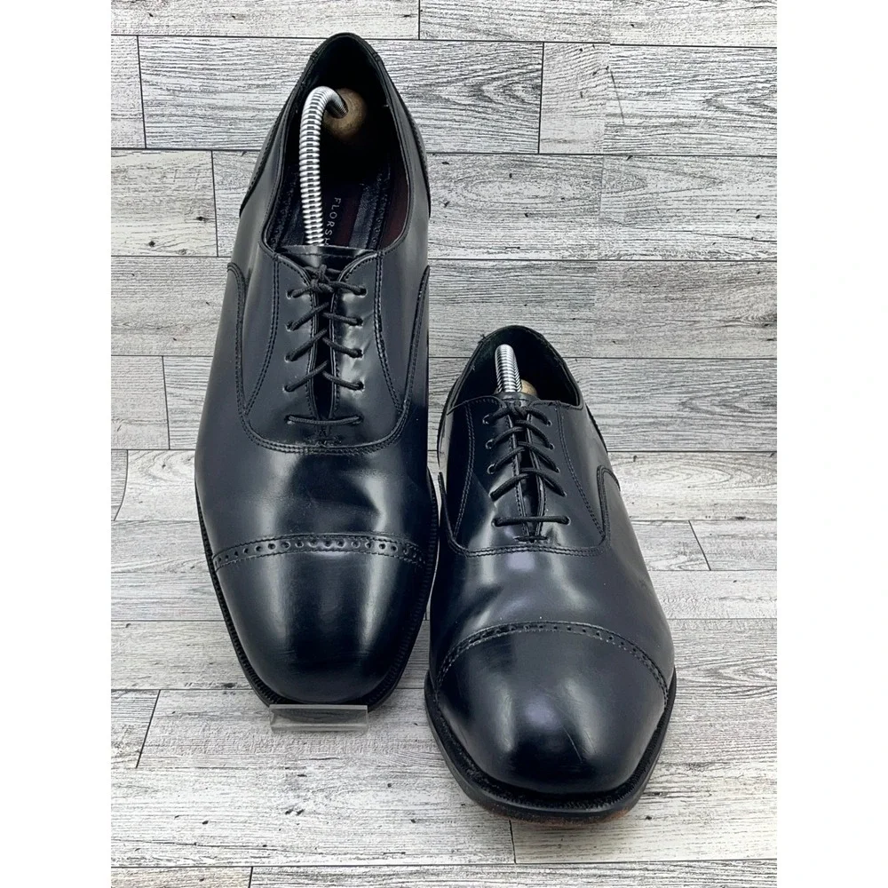 Florsheim Mens Oxford Cap Toe‎ Dress Shoes Black Leather Lace Up Size 10 3E